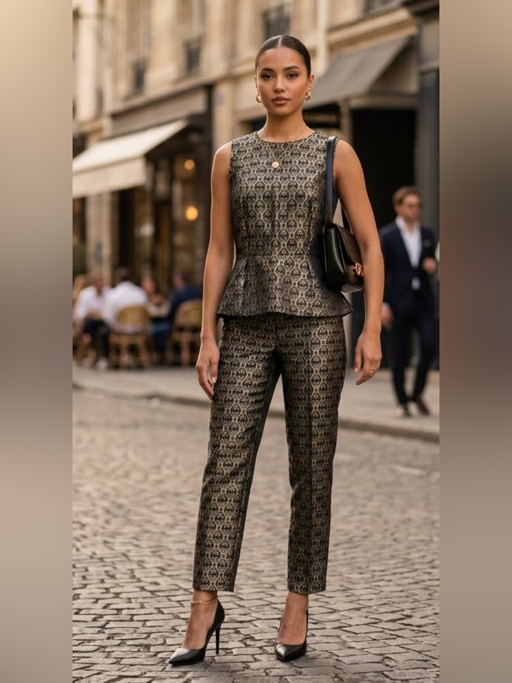 Semi new Worthington peplum Jacquard set size S 4us